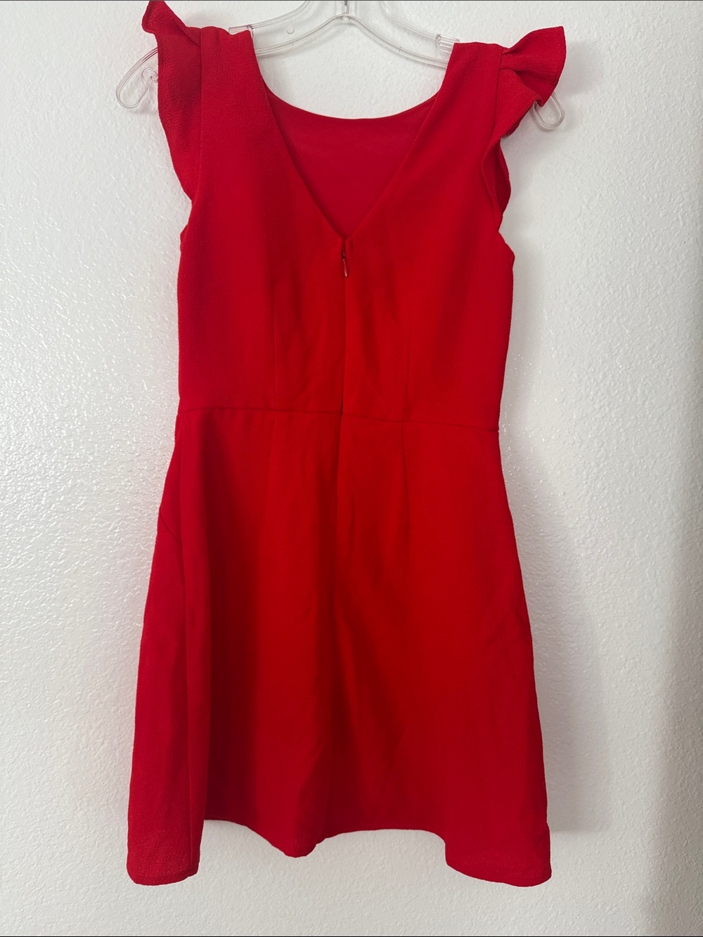 Red Ruffle Sleeve Dress - Picture 3 of 9